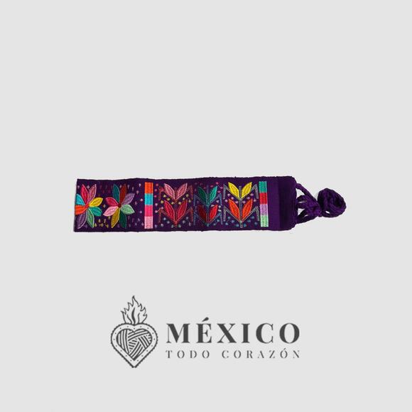 Mexican Folkloric belt day of the dead 5 de Mayo colorfull purple - Picture 3 of 4